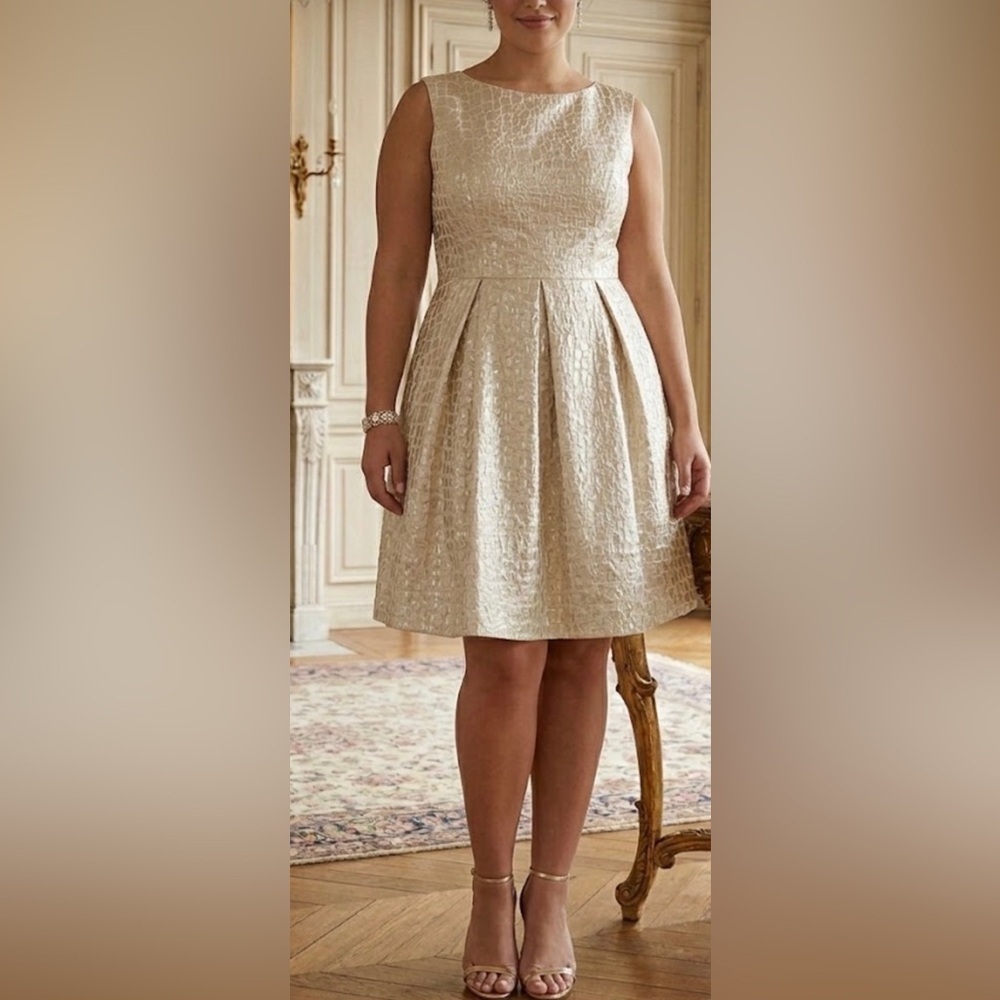 Anne Klein Textured Gold A-Line Dress